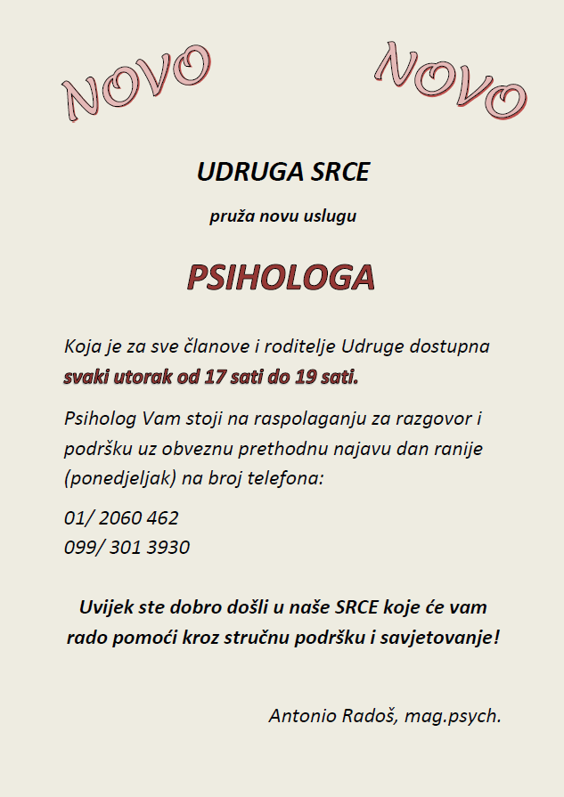 Nova usluga Udruge SRCE